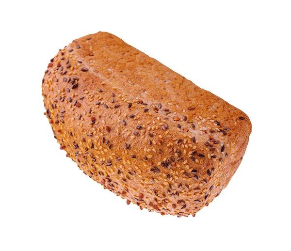 Beyaz Arka Planda Tohumlu Ekmek — Stok fotoğraf