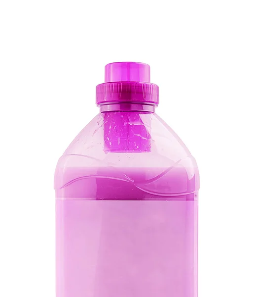塑料瓶中的粉红洗衣软化剂 — 图库照片