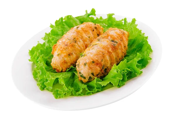 Chicken Cutlets Salad Greens Plate — Stock Photo, Image