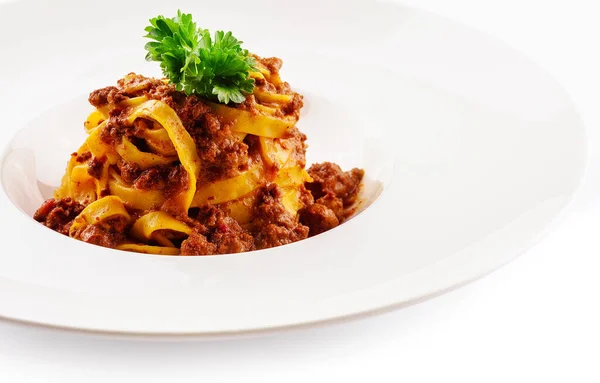 Спагетті Болоньєзе Фаршем Тарілці — стокове фото