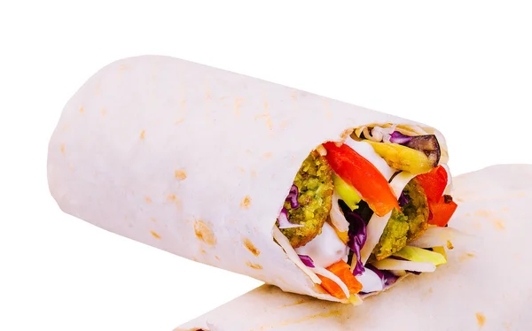 Appetizing Shawarma Falafel Isolated White — Φωτογραφία Αρχείου