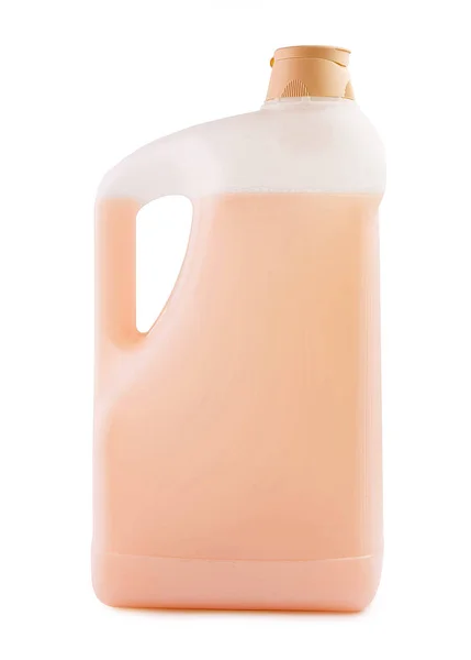 Frasco Plástico Limpo Com Detergente Castanho — Fotografia de Stock