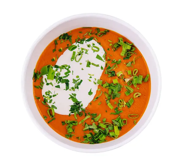 Тыквенный Морковный Суп Луком — стоковое фото