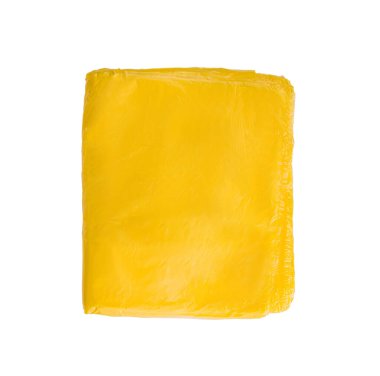 Beyaz arka plan üzerinde izole sarı plastik torba