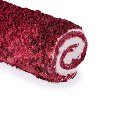 Sünger İsviçre rulosu beyaz arkaplanda