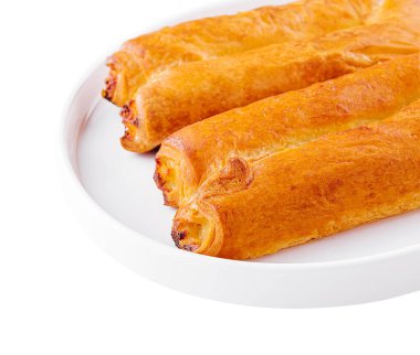 Sweet puff pastry bun with apple jam