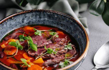 Kore mutfağı. Kimchi çorbası, yakından.