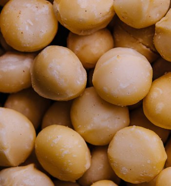 Lezzetli macadamia fıstığı Üstten Görünüm