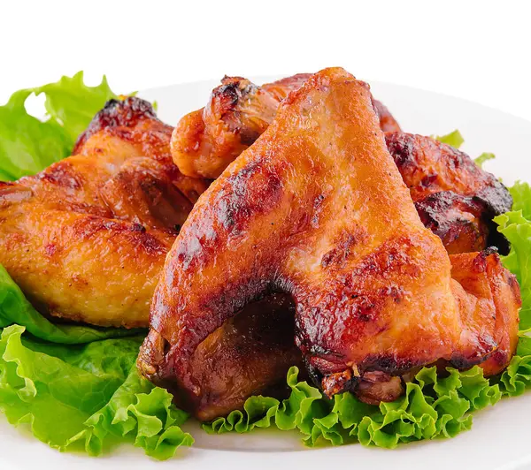 Fried Chicken Wings White Plate Stock Picture