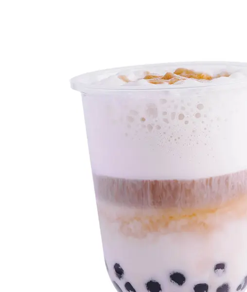 Iced Thai Milk Tea with Bubbles in Plastic Cup