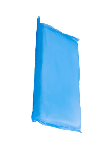 Μπλε Πλαστικές Σακούλες Σκουπιδιών Που Απομονώνονται Λευκό Φόντο — Φωτογραφία Αρχείου