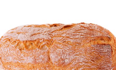 Beyaz arka planda siyah ekmek somun tatlı