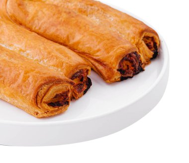 Sweet puff pastry bun with apple jam