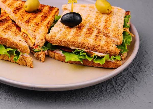 Pressed panini with grilled chicken breast fillet