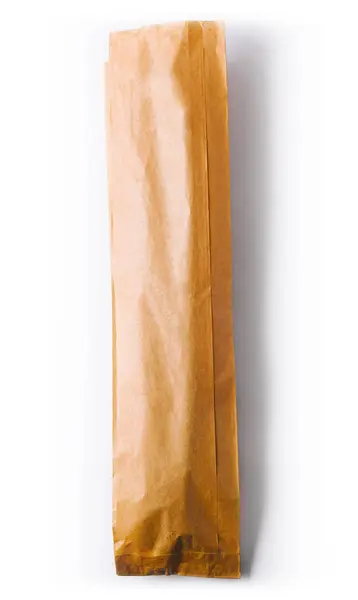 Vertical Image Closed Empty Brown Paper Bag Used Groceries Isolated — Stock Photo, Image