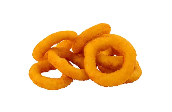 Pile Fried Onion Rings Isolated White Background Perfect Fast Food Stock Picture
