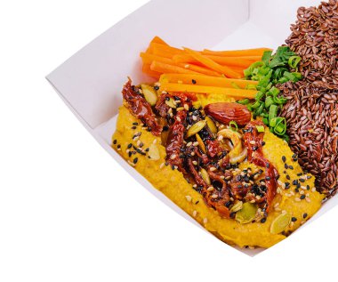 Üst görüşlü sağlıklı ev yapımı kremalı humus.