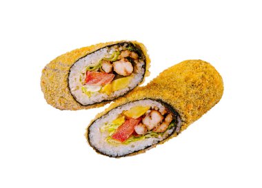 Yaratıcı bir suşi rulosu taze deniz ürünleri, sebzeler ve pirinç ile doludur, deniz yosununa sarılıp kıtır kıtır bir dokuya bürünür. Bu yemek aşçılık yeniliklerini sergiliyor..