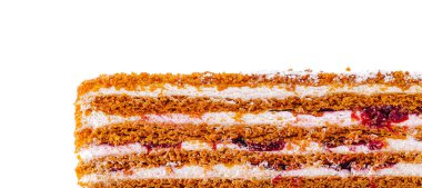 Bu tatlı, kremalı krema ve böğürtlen dolgusu ile değiştirilmiş birden fazla yumuşak pasta katmanını içeriyor. Altın-kahverengi kabuk her kutlama için mükemmel bir doku ekler..