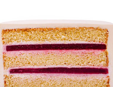 Sünger kek katmanları, yumuşak krema ve zengin meyve aromalı dolguları gösteriyor. Bu tatlı, canlı renkleri ve büyüleyici dokuları ile nefis, özel durumlar için mükemmel..