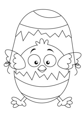 Paskalya komik tavuğu - çocuklar için boyama kitabı - vektör