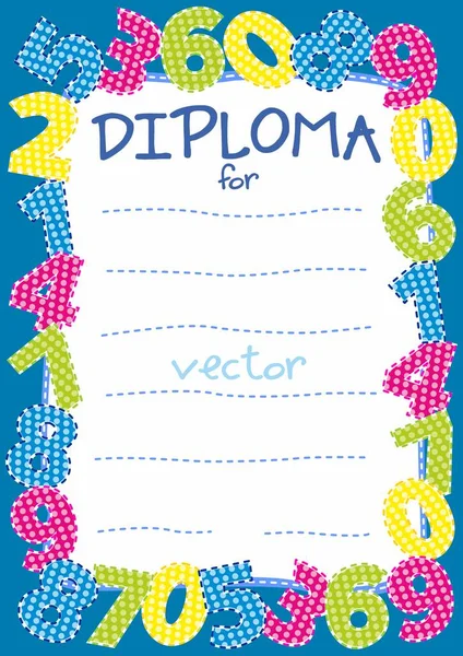 Dyplom dla dzieci z cyframi vektörü