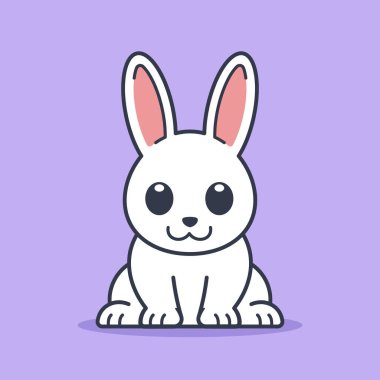 Şirin Tavşan Oturan Çizim