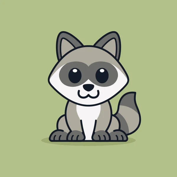 Cute Raccoon Sitting Illustration — Stock Vector