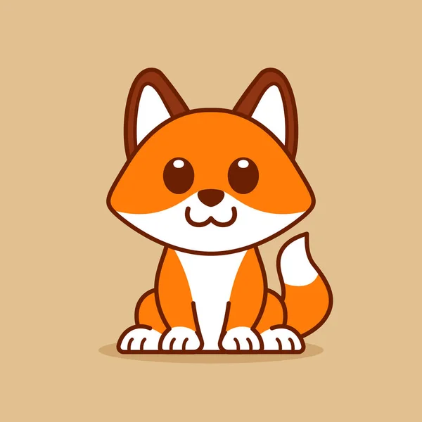 Мила Fox Sitting Вниз Ілюстрація — стоковий вектор
