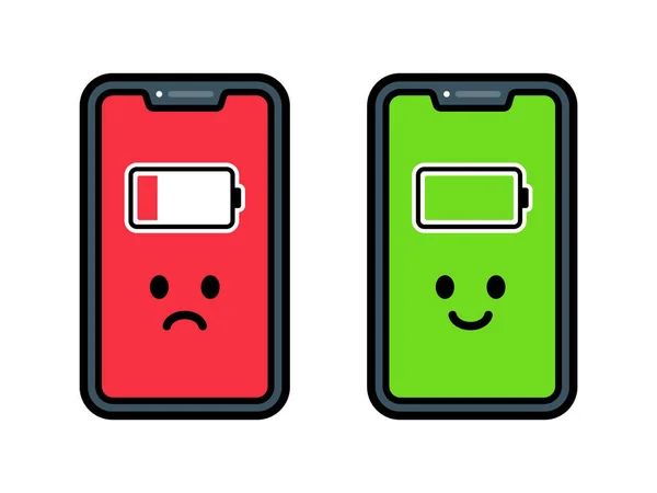 Niski Naładowany Wskaźnik Zasilania Baterii Telefonu Wyrażeniami — Wektor stockowy