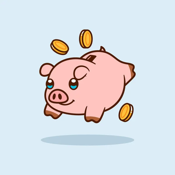Симпатичная Иллюстрация Piggy Bank — стоковый вектор