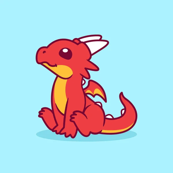 Illustration Dragon Assis Mignon — Image vectorielle