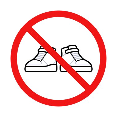 No Shoes Sign on White Background