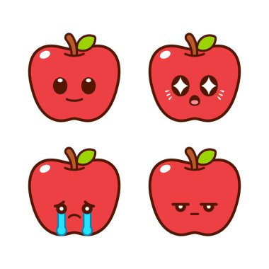 Set of Cute Apple Stickers clipart