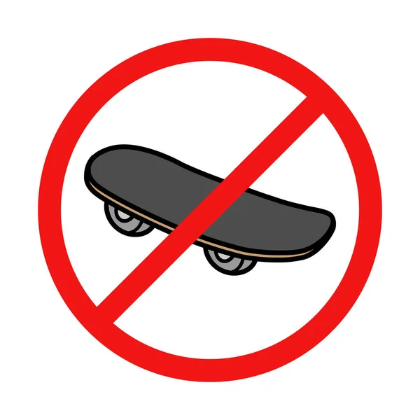 Kein Skateboard Schild Auf Weißem Hintergrund — Stockvektor