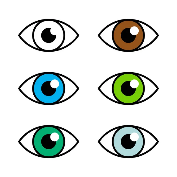 Uppsättning Ögonikoner Med Olika Färger — Stock vektor