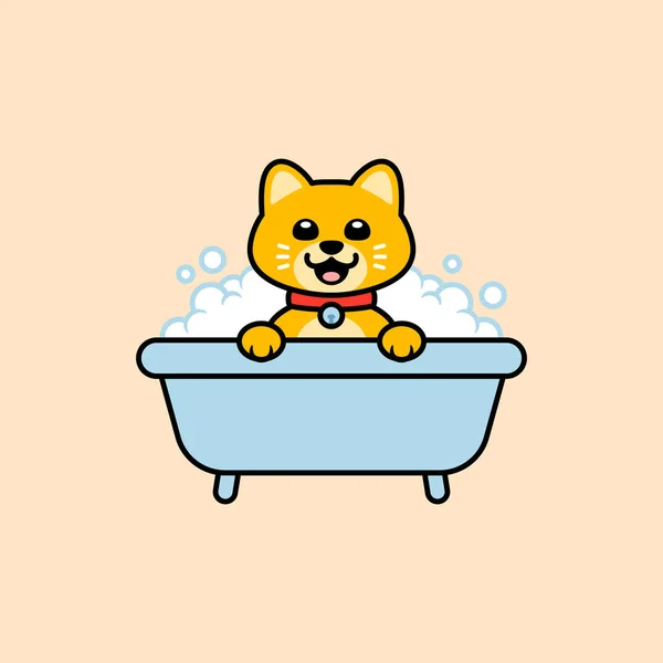 猫風呂フラットイラスト — ストックベクタ
