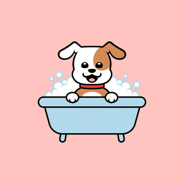 Baño Para Perros Ilustración Plana — Vector de stock
