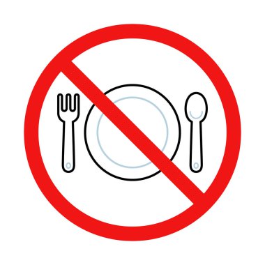 Beyaz Arkaplanda Çatal Kaşık Tabağı ya da Yeme İşareti Yok