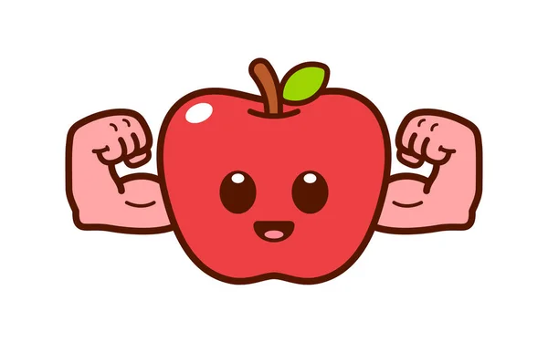 Cute Strong Apple Character Illustration — Stockvektor