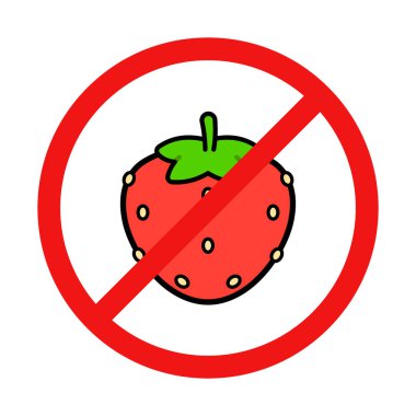 No Strawberry Sign on White Background