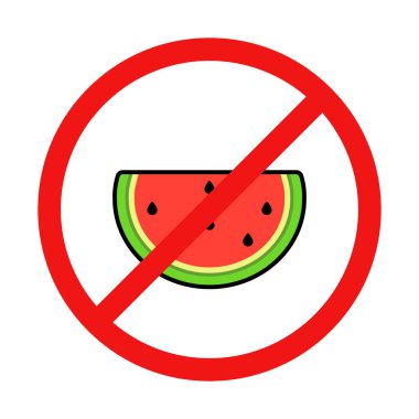 No Watermelon Sign on White Background