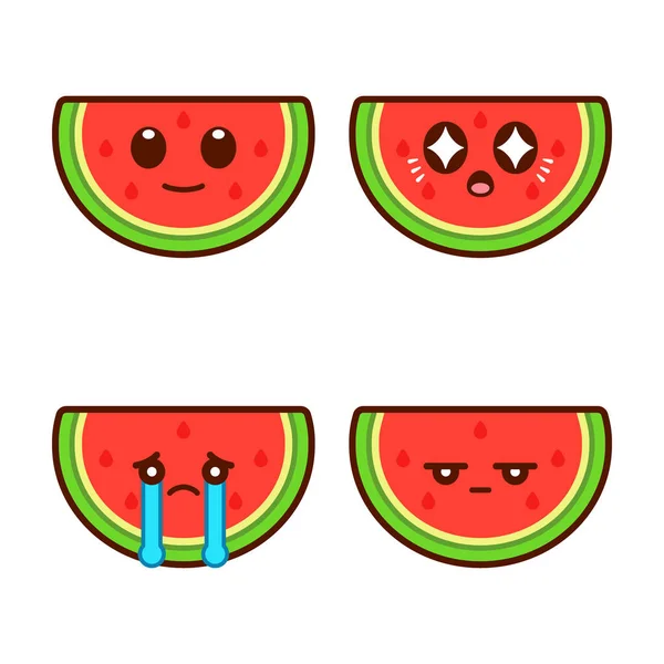Set Cute Watermelon Stickers — Vetor de Stock