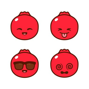 Set of Cute Pomegranate Stickers