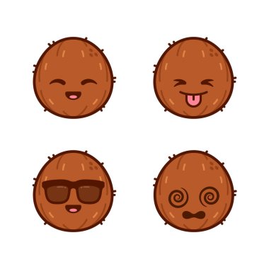 Set of Cute Coconut Stickers