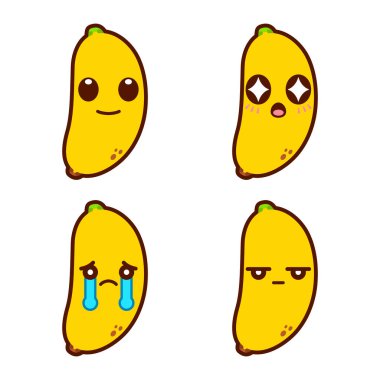 Set of Cute Banana Stickers clipart