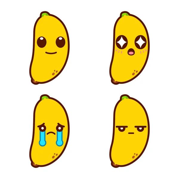 Set Von Süßen Bananen Aufklebern — Stockvektor