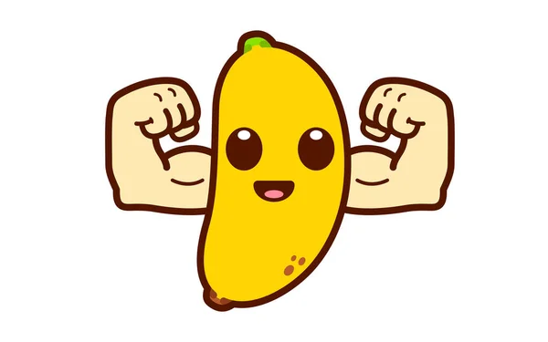 Nette Starke Bananen Charakter Illustration — Stockvektor