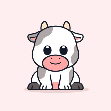 Cute Cow Sitting Down Illustration