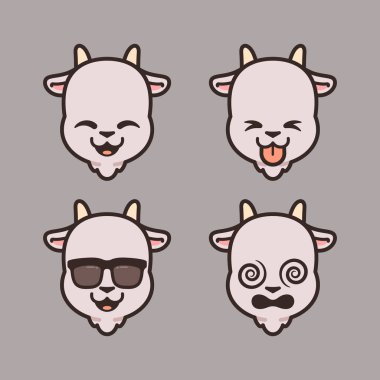 Set of Cute Goat Stickers
